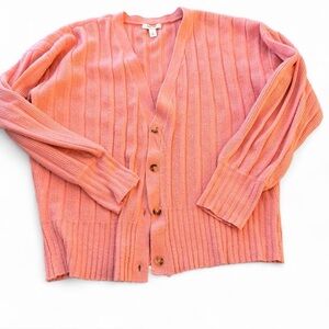 Nine West Vibrant Coral Cardigan Sweater Large